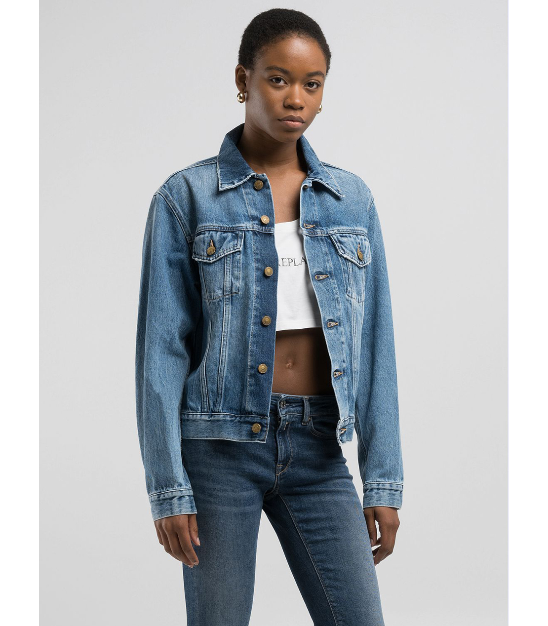 リサイクルインディゴコットンデニムジャケット 詳細画像 ブルー 4